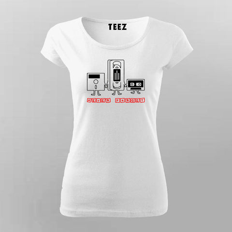 Never Forget Nostalgic Cassette Floppy Disk T-Shirt For Women Online India