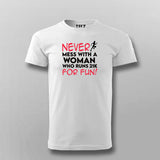 Never Mess With A Women Who Runs 21k For Fun Funny Marathoner T-shirts For Men