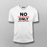 No Hugs And Kisses Only Bugs And Fixes Funny Programmer Vneck T-Shirt For Men India