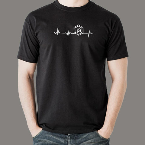 NodeJS Javascript Heartbeat T-Shirt For Men India