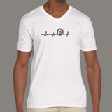 NodeJS Javascript Heartbeat V Neck T-Shirt For Men India