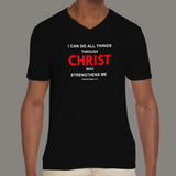 I Can Do All Things Philippians 4:13 Bible Verse V Neck T-Shirt For Men Online India