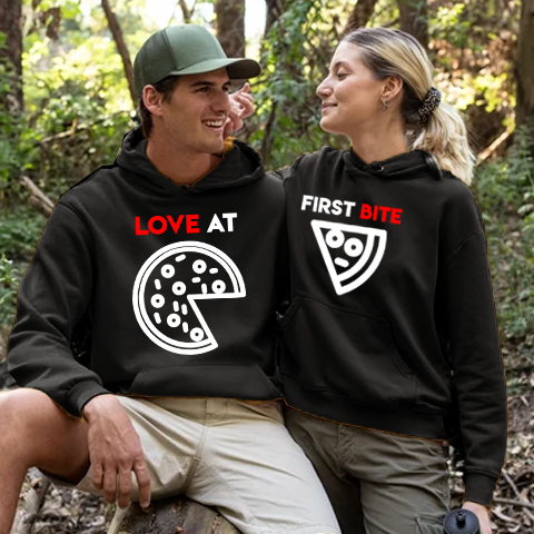Love At First Bite Pizza Couple Hoodies Online India