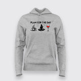 Plan For The Day Coffee Yoga Wine Funny T-Shirt For Women