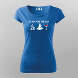 Plan For The Day Coffee Yoga Wine Funny T-Shirt For Women