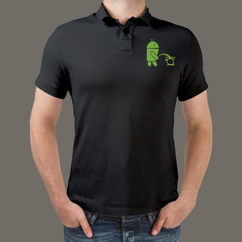 Android Peeing on Apple Polo T-Shirt For Men