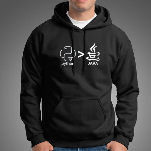 Python Greater Than java Men's Funny Hoodies Online India