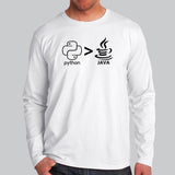 Python Greater Than java Men's Full Sleeve T-shirt Online India