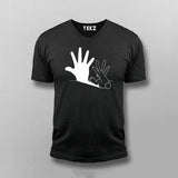 Rabbit Hand Shadow Funny V Neck T-shirt For Men Online Teez