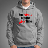 Red Wine Before Bed Time Hoodies For Men