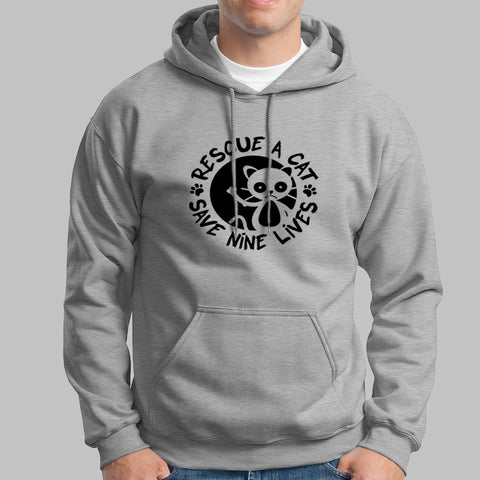 Rescue A Cat Save Nine Lives Hoodies For Men Online India