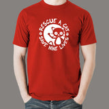 Rescue A Cat Save Nine Lives T-Shirt For Men