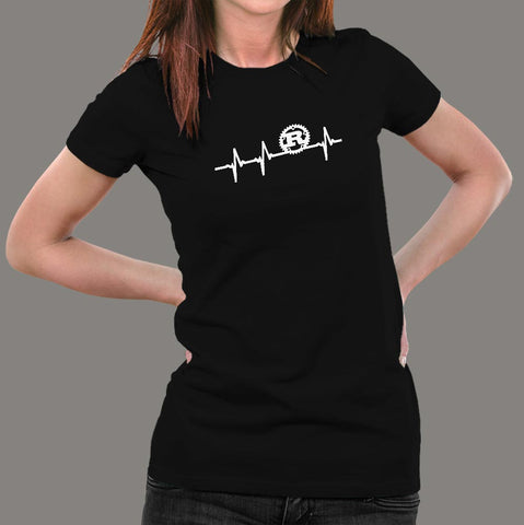 Rust Programming Heartbeat T-Shirt For Women India