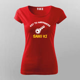 Key To Happiness Sanu Ki Hindi T-Shirt For Women