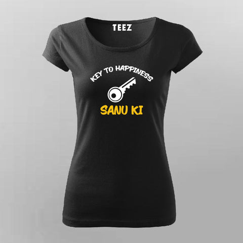 Key To Happiness Sanu Ki Hindi T-Shirt For Women Online India
