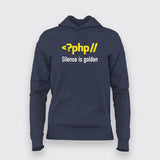 Silence Is Golden Funny Programming Hoodies For Women