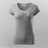 Single Line Bicycle Funny T-Shirt For Women