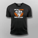 Some See A Machine Bikers See A Heart Men's Biker Vneck T-Shirt Online India