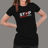 Stop Corona Virus T-Shirt For Women India