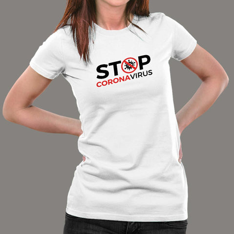 Stop Corona Virus T-Shirt For Women Online India