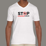 Stop Corona Virus V Neck T-Shirt India