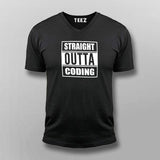 Straight Outta Coding Vneck T-Shirt For Men Online
