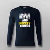 Stressed Blessed and Hockey obsessed T-shirt For Men