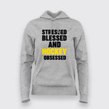 Stressed Blessed and Hockey obsessed T-Shirt For Women