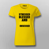 Stressed Blessed and Hockey obsessed T-Shirt For Women