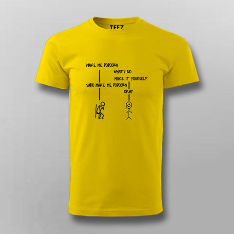 Sudo Make Me Popcorn Funny Coding T-shirt For Men Online India