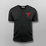 Tesla Chest Logo V-neck T-shirt For Men Online India