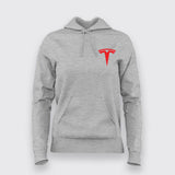 Tesla Chest Logo Hoodies For Women