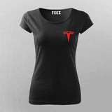 Tesla Chest Logo T-Shirt For Women