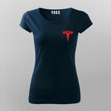 Tesla Chest Logo T-Shirt For Women