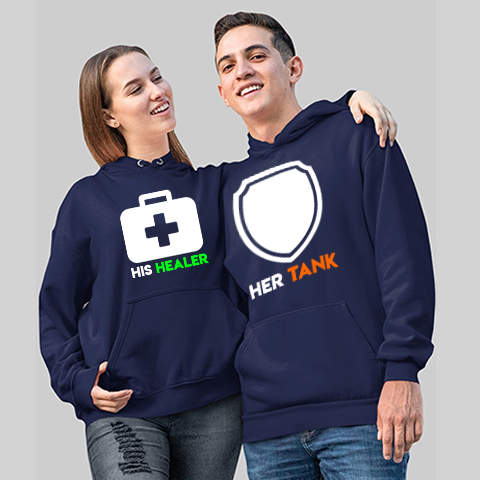 Her Tank His Healer Couple Hoodies Online India