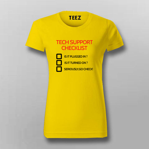 Tech Support Checklist Funny Programmer T-Shirt For Women Online India