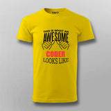 THIS IS WHAT AN AWESOME CODER LOOKS LIKE T-shirt For Men Online India