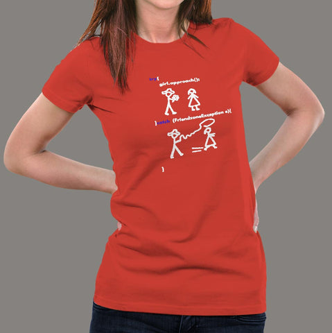 Try Catch Meme Women's Funny Programmer T-Shirt india