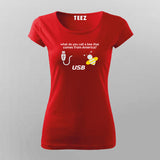 What Do You Call A Bee That Comes From America? USB Funny T-Shirt For Women