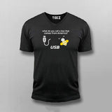 What Do You Call A Bee That Comes From America? USB Funny V-neck T-shirt For Men Online India