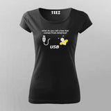  What Do You Call A Bee That Comes From America? USB Funny T-Shirt For Women Online Teez