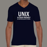Unix is User Friendly Geeky v neck T-shirt for Men online