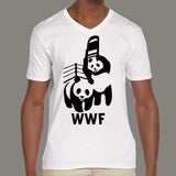 WWF/WWE Panda Parody Men's v neck T-shirt  online india