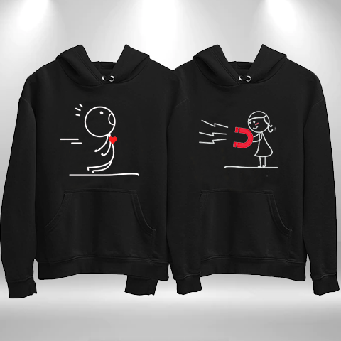 Funny Couple Magnet Matching Hoodies, Magnet Heart Hoodies, Love Hoodie,  Funny Shirt for Husband, Funny Shirt for Wife, Shirt for Partner 