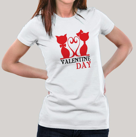Valentines Day Funny Cat T-Shirt For Women Online India