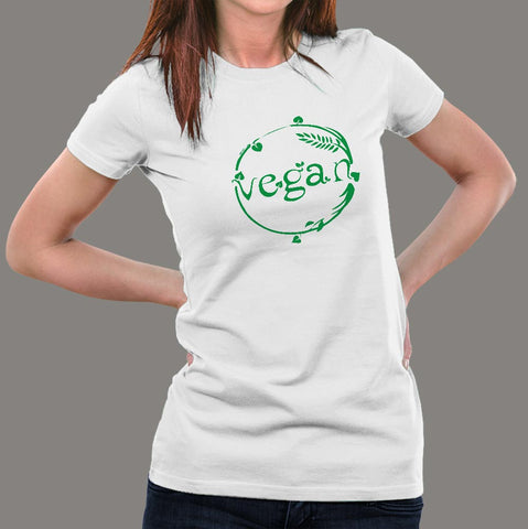 Vegan Green Leaves Vegetarian Women’s T-shirt india