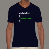 While Alive Cuddle Kittens V Neck T-Shirt For Men online india