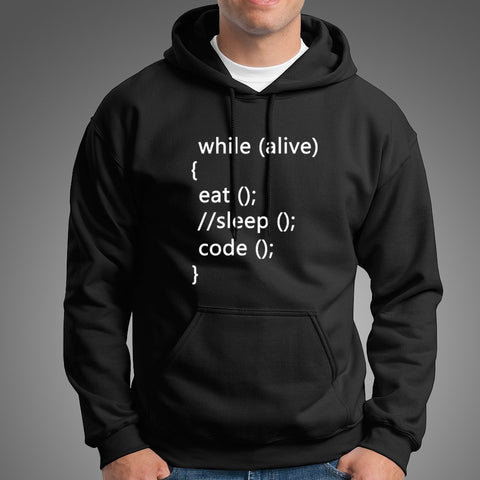 While Alive Eat, Sleep, Code Men's Programming Hoodies - TEEZ.in