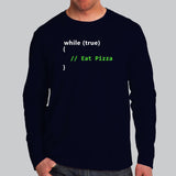 While True Eat Pizza Funny Coder T-Shirt For Men