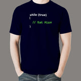 While True Eat Pizza Funny Coder T-Shirt For Men Online